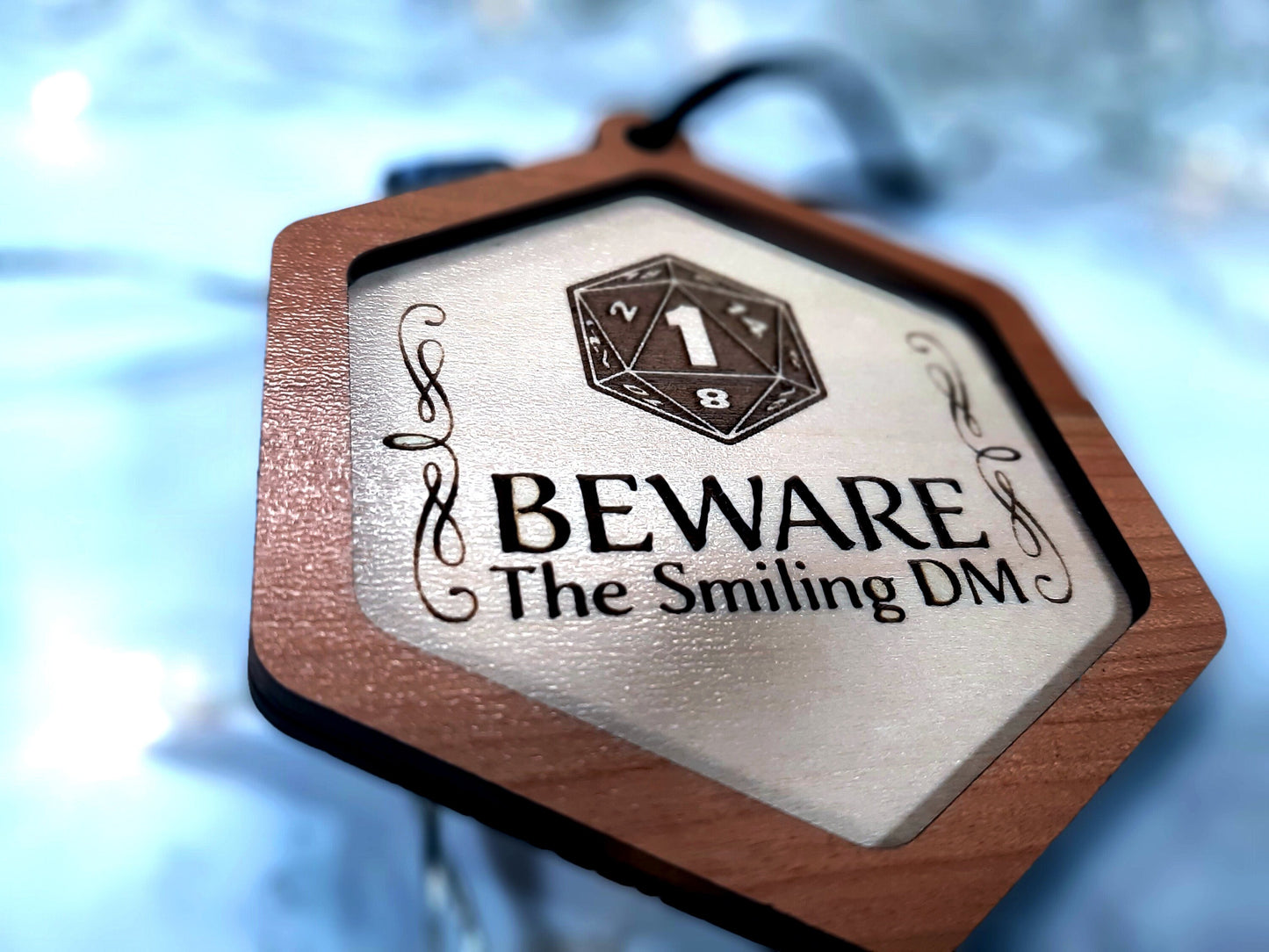Beware the Smiling DM!   Christmas Ornament - Dungeons and Dragons, Dungeon Master gaming themed Holiday Decoration