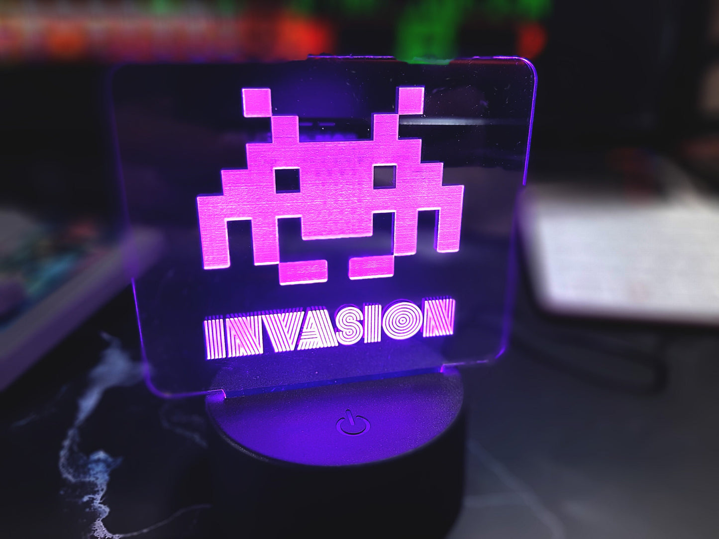 RETRO Gaming LED desk light - INVASION,  alien space invaders, arcade classics night light