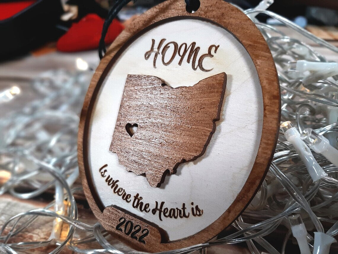Home Is Where the Heart Is - Personalizable State Christmas Ornament 2022 Decoration