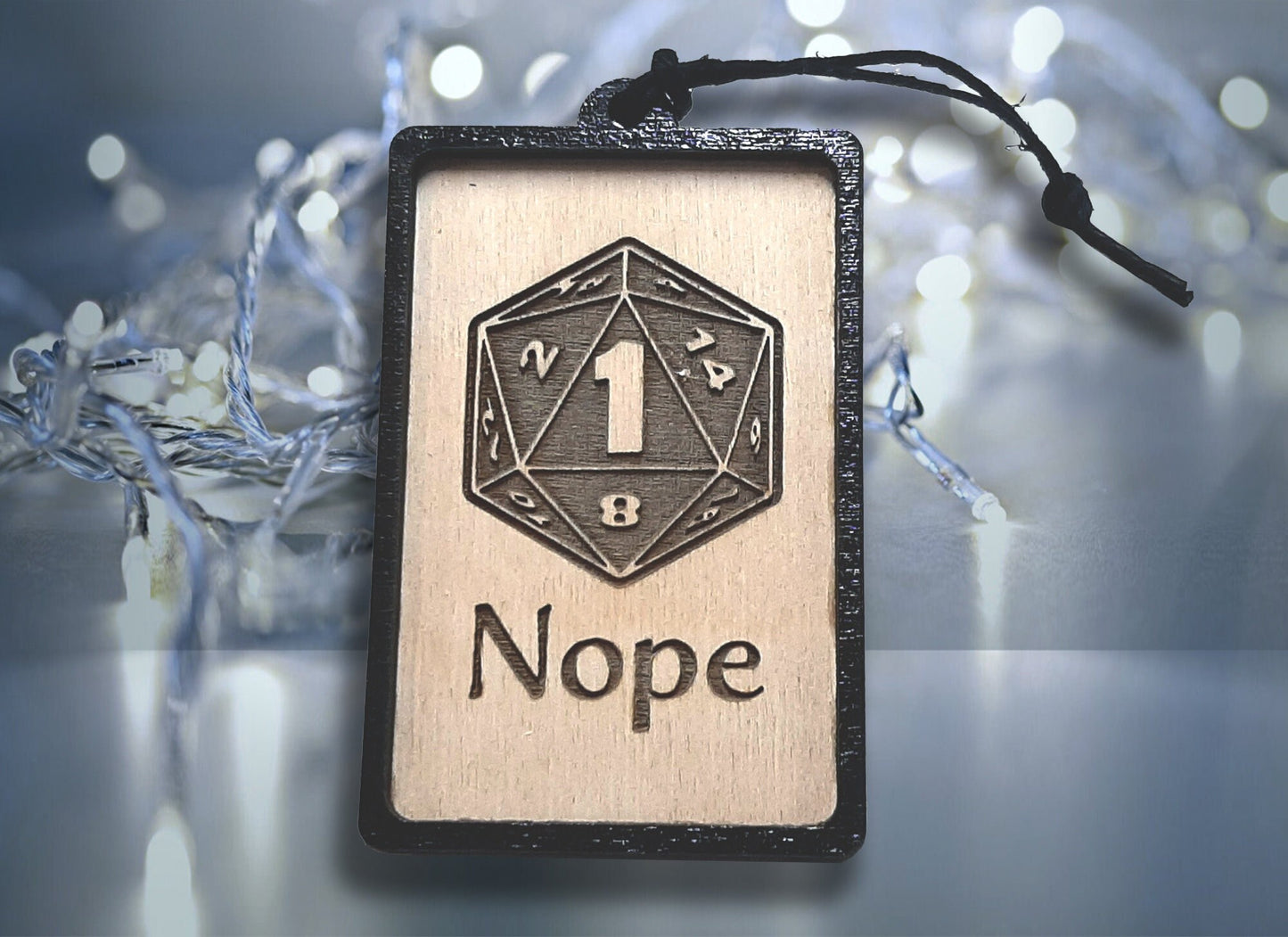 Nope! D&D Critical Fail themed Christmas Ornament - D20 D1 Dungeons and Dragons Holiday Decoration