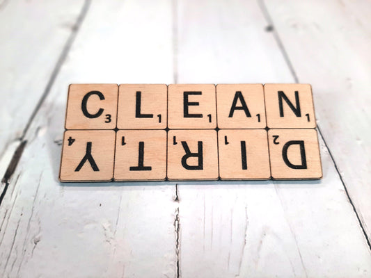 Word Game Dishwasher Dirty/Clean magnet indicator - Word Board Game themed dish magnet
