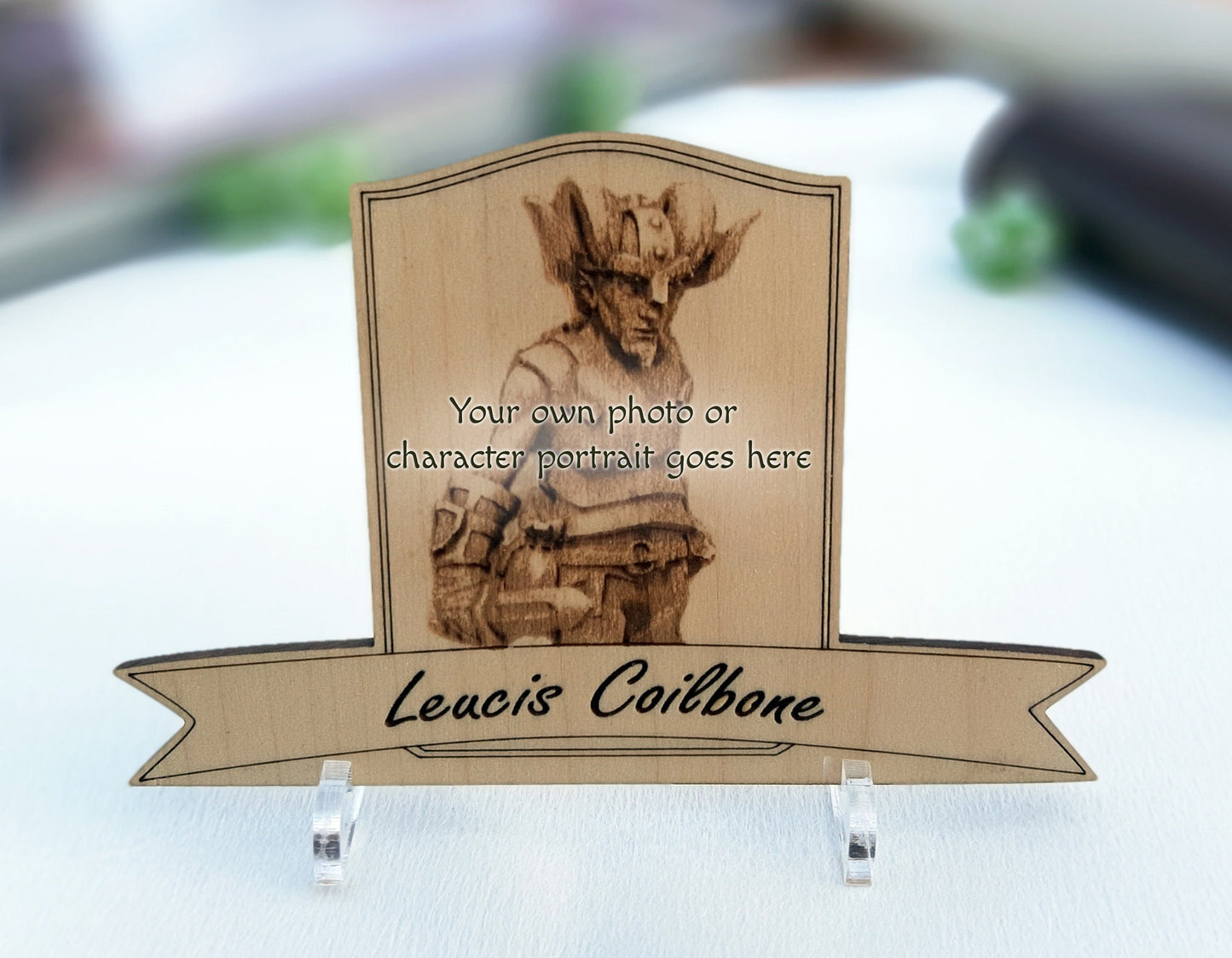 Table Topper - Custom Personalized Role Playing Character Stand-Up Wooden Portrait