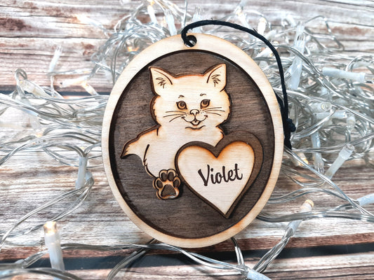 Cat Love - Personalizable Kitten Christmas Ornament Holiday Decoration