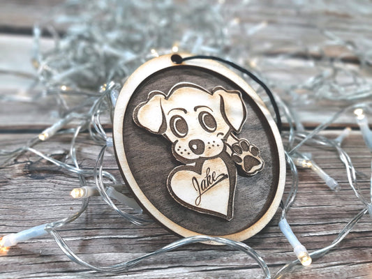 Puppy Love - Personalizable Christmas Ornament Holiday Decoration