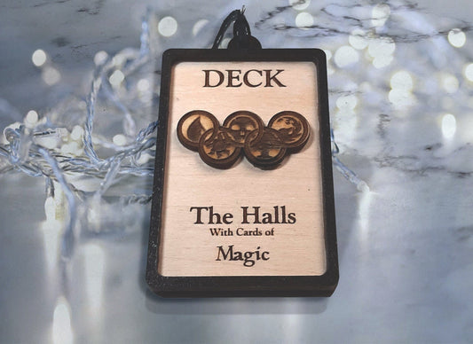DECK The Halls with Cards of Magic! MTG Magic the Gathering themed Christmas Ornament - , Mana Symbols Holiday Decoration