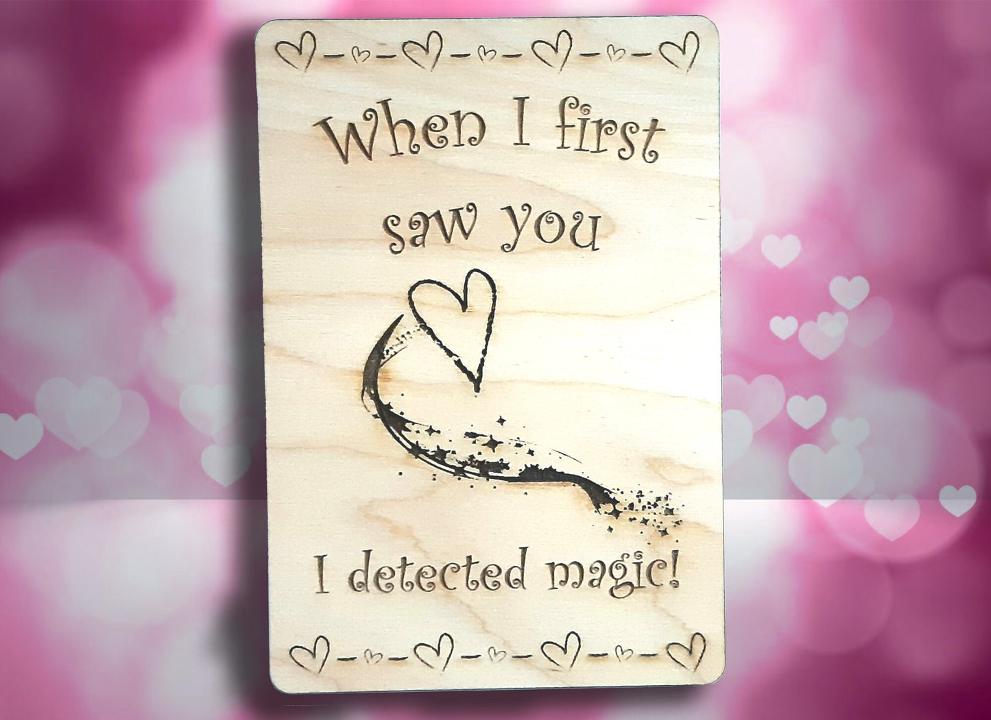 Valentine/Anniversary Card - Detect Magic RPG Gaming Clever VDay card, engraved wood, gamer gift, rpg, role-playing games d&d dnd