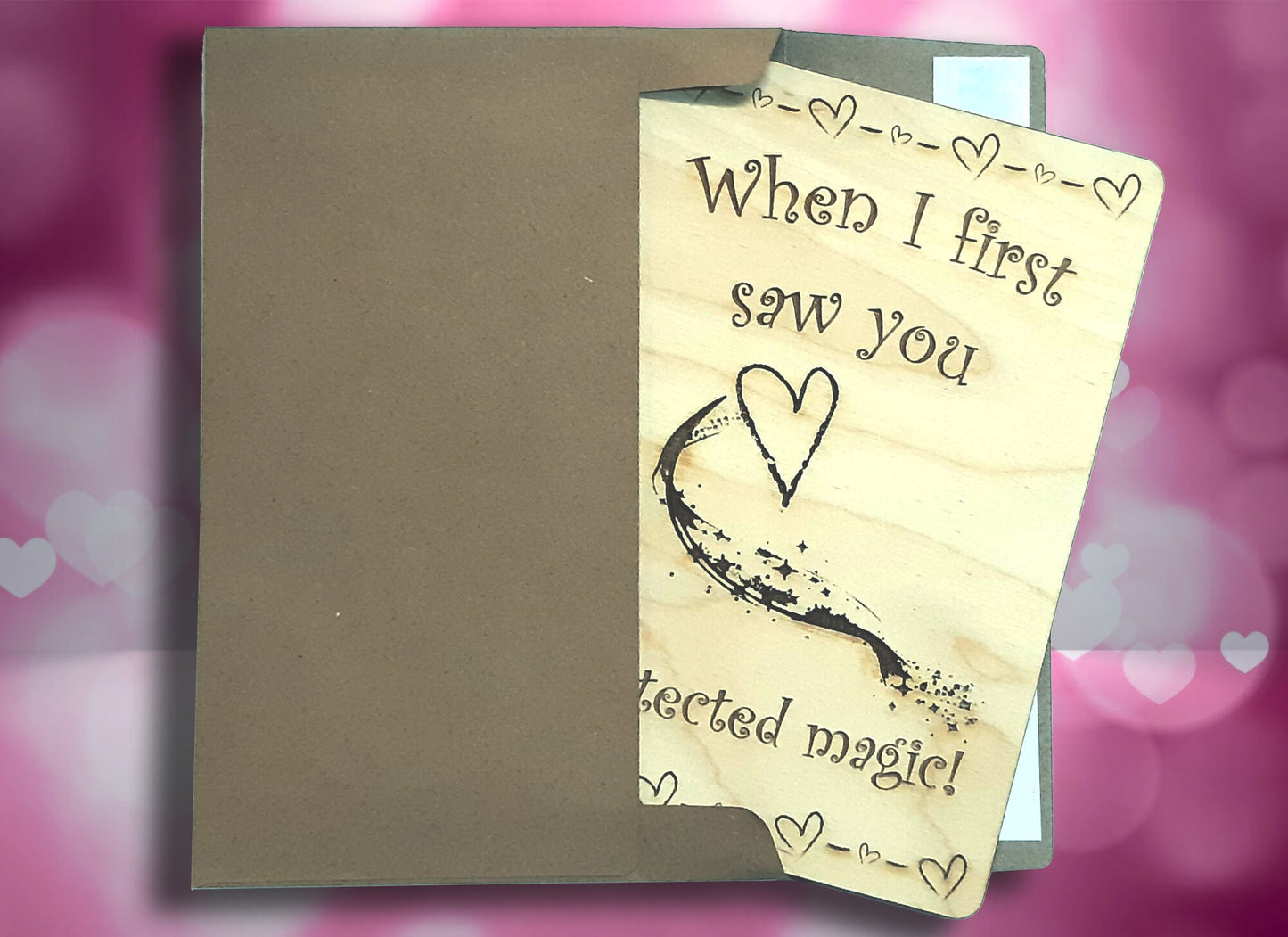 Valentine/Anniversary Card - Detect Magic RPG Gaming Clever VDay card, engraved wood, gamer gift, rpg, role-playing games d&d dnd