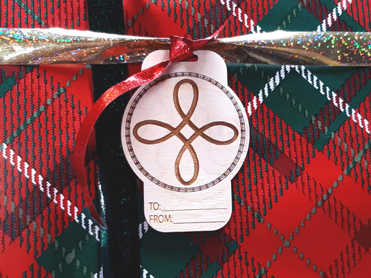 Gift Tag - Celtic Wish engraved gift wrap label Celtic inspired birthday or holiday hang tag