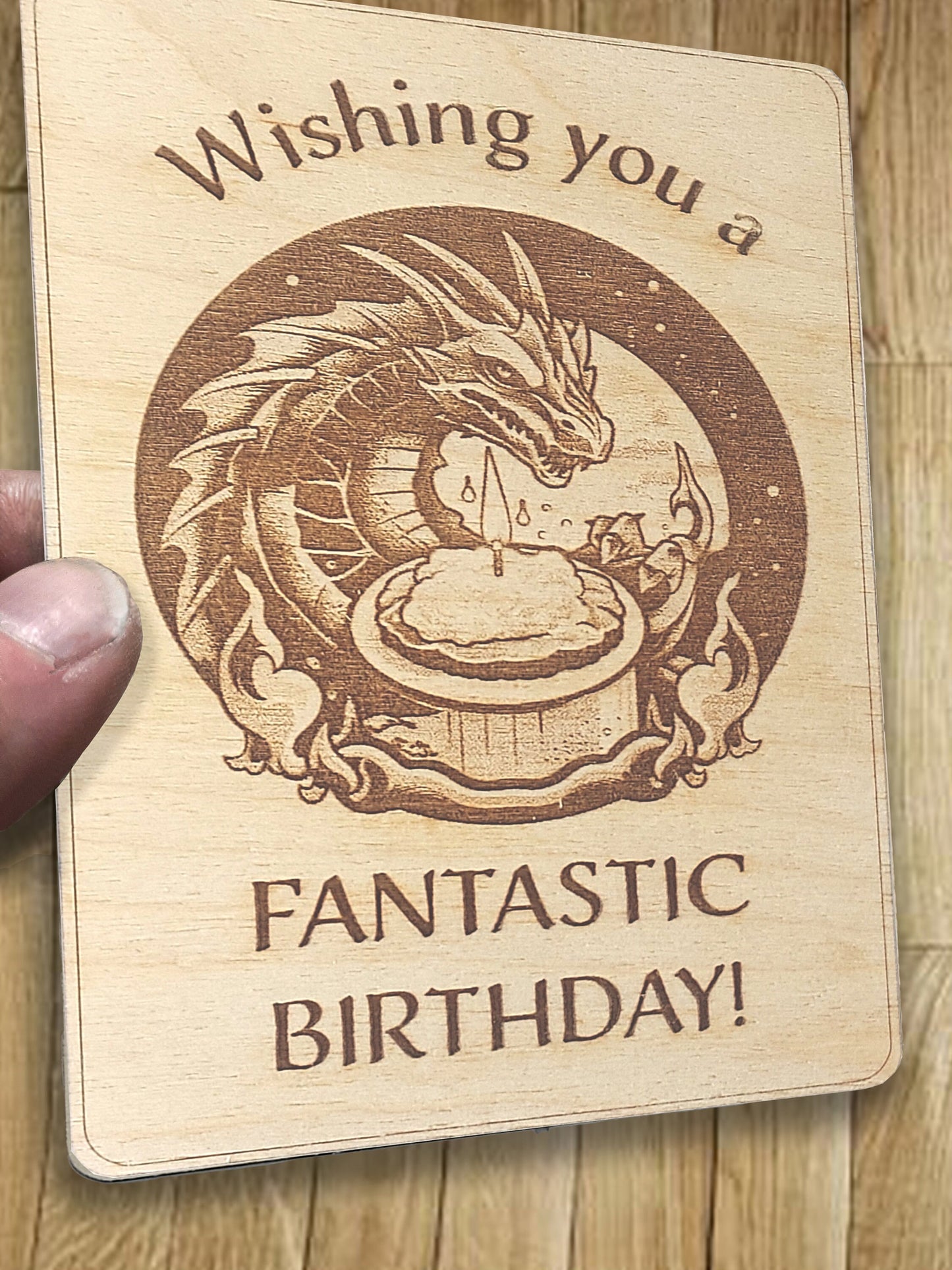 Fantastic Birthday- Birthday Card -Adventurous birthday card, engraved wood, rpg gamer gift, role-playing games d&d dnd