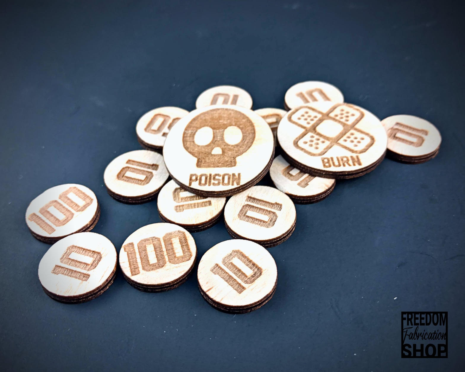 Laser engraved game tokens